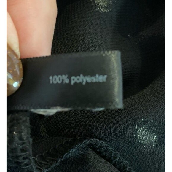 The Limited Sheer Blouse Top Size Small  Black w/ Gold Sparkle Dots  V Neck - Picture 9 of 12